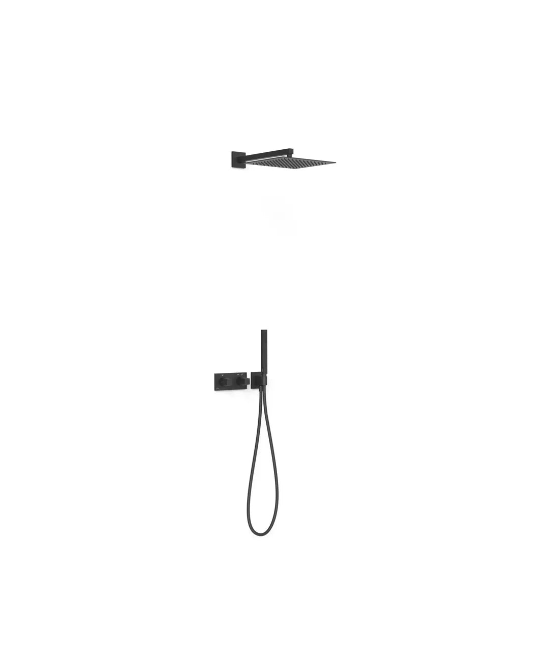 Grifo termostático de dos vías con volante rectangular en latón y acero inoxidable negro mate B-SYSTEM TRES 0