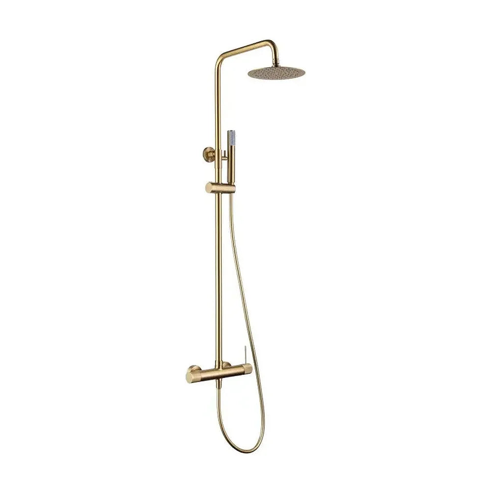 Barra de ducha monomando extensible de acero inoxidable con acabado oro cepillado Line Imex Imex