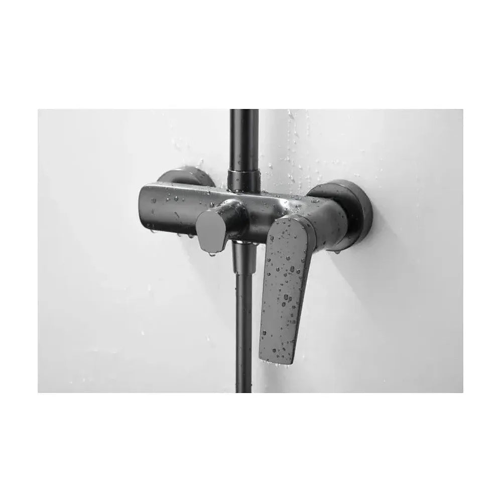Vista principal de Barra de ducha monomando extensible hecha de acero inoxidable con acabado negro metalizado Delos Imex