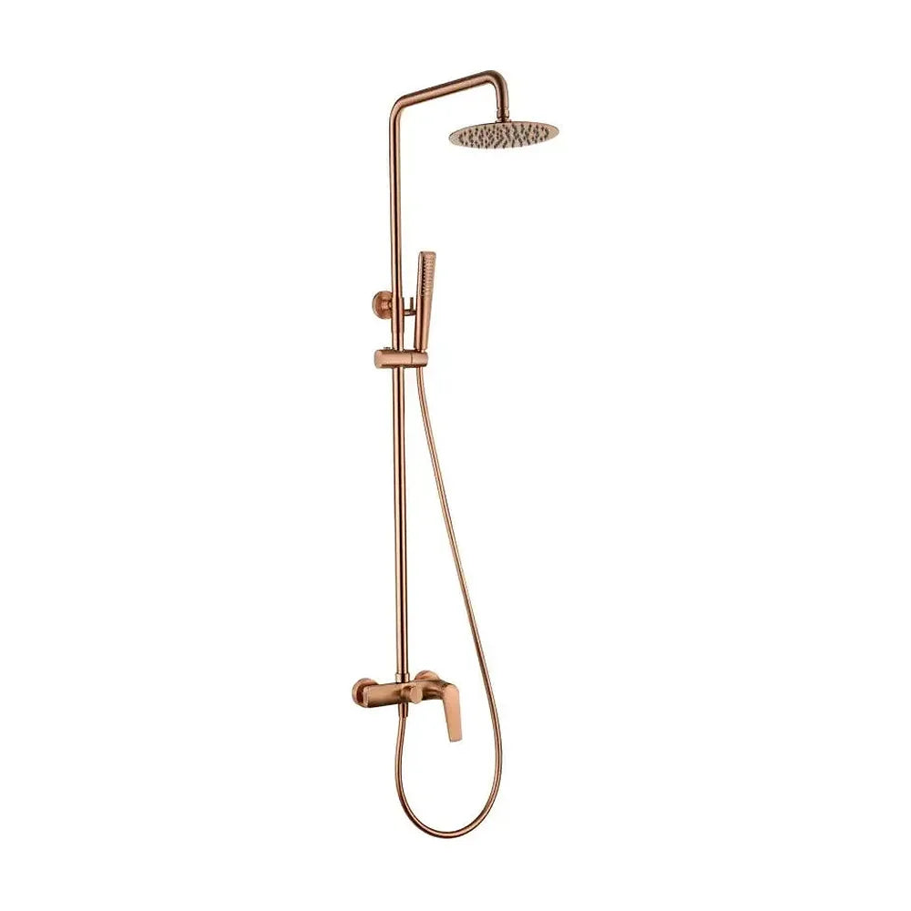 Barra de ducha monomando extensible hecha acero inoxidable con acabado oro rosa cepillado Delos de Imex Imex