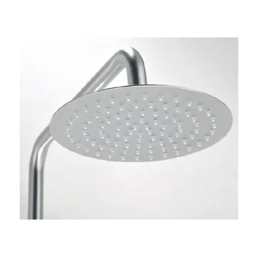 Detalle de acabado y materiales de Barra de ducha monomando fabricada en acero inoxidable con acabado satinado Delos de Imex