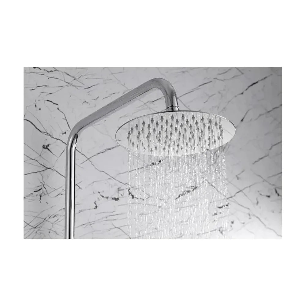 Detalle de funcionamiento de Columna de bañera y ducha termostática de diseño moderno con un acabado cromado Line de Imex