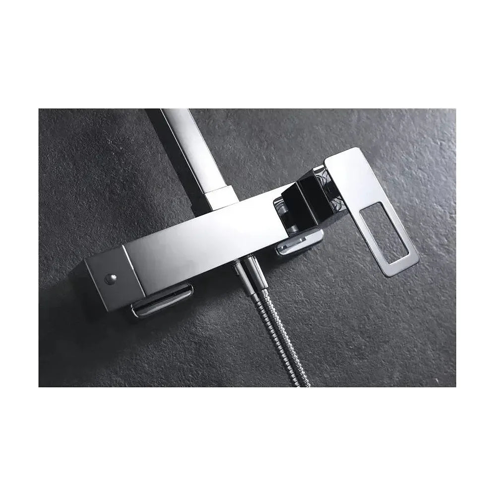 Detalle de funcionamiento de Columna de ducha con una barra de acero inoxidable de acabado cromado Suecia de Imex