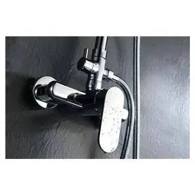 Detalle de acabado y materiales de Columna de ducha extensible 90-140 cm de acero inoxidable con rociador redondo de Imex