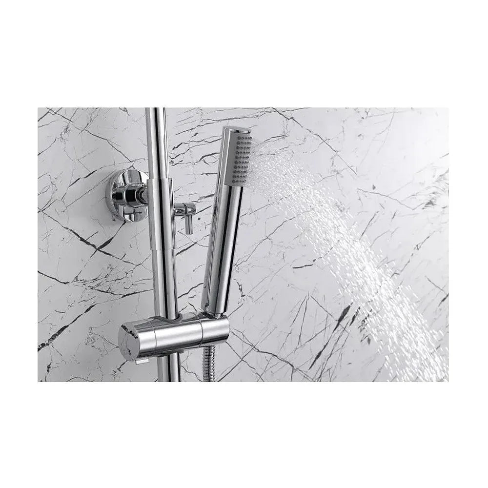 Vista trasera o instalación de Columna de ducha termostática con una barra extensible hasta los 132 cm Line de Imex