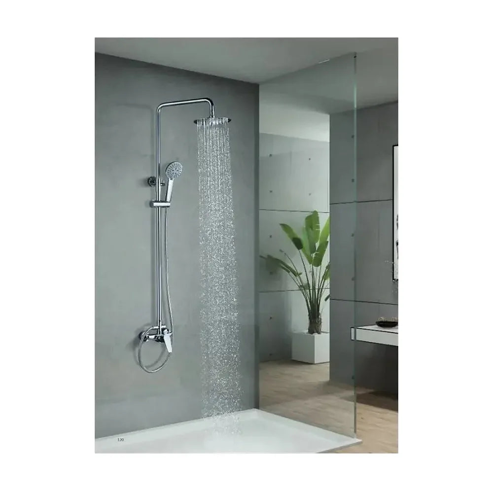 Vista principal de Columna extensible para ducha con un diseño moderno de acabado cromado Teide de Imex