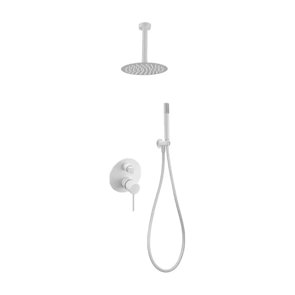 Conjunto de ducha monomando empotrado de latón cromado con acabado blanco thalos stick Milos de Imex Imex
