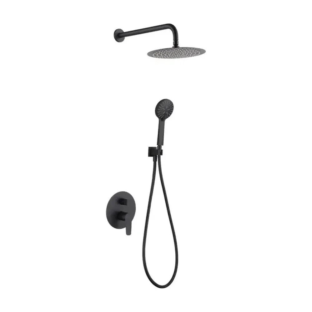 Conjunto de ducha monomando empotrado de acero inoxidable y latón con acabado negro mate Belgica de Imex Imex