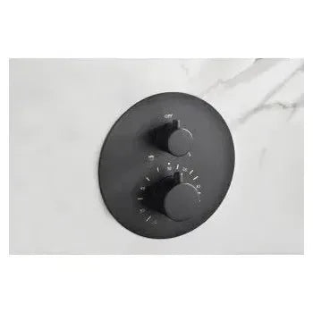 Vista principal de Conjunto de ducha termostático con rociador de conexión a techo y ducha de mano color negro mate Monza...