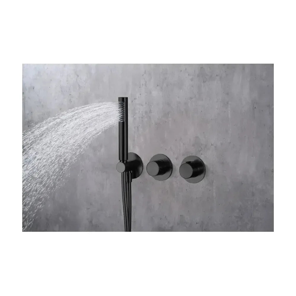 Conjunto de ducha termostático empotrado con rociador a pared o a techo acabado negro mate assen de Imex Imex
