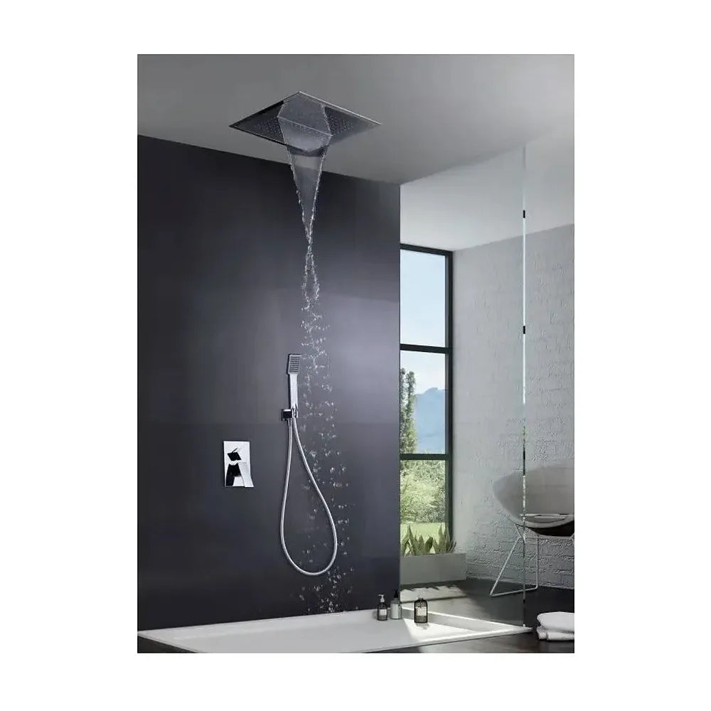 Vista principal de Conjunto de grifería para ducha con un diseño moderno y un acabado cromado Malaga de Imex