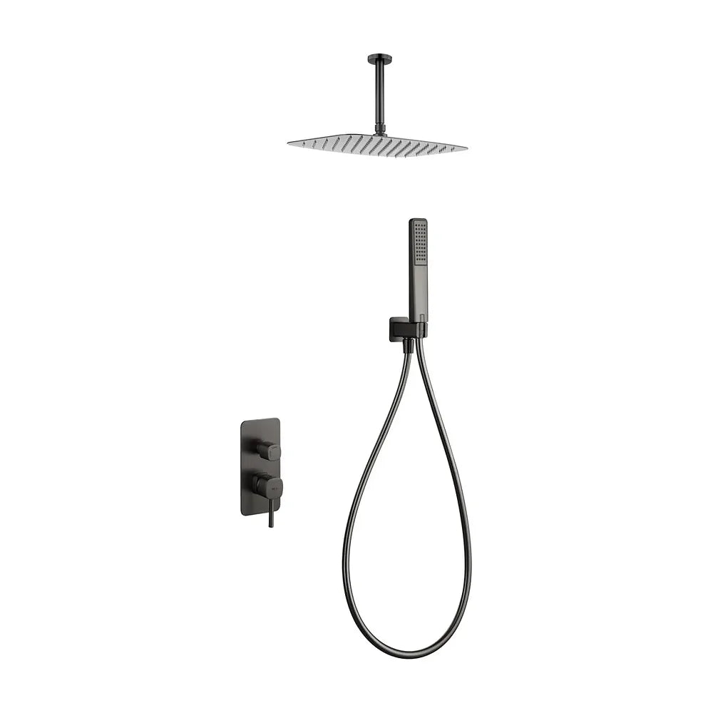 Vista trasera o instalación de Conjunto ducha monomando empotrado Arezzo black gun metal Imex