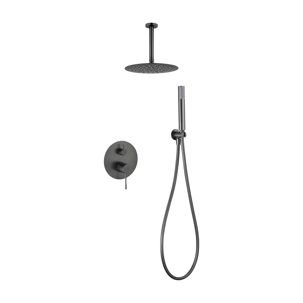 Vista principal de Conjunto ducha monomando empotrado Palau black gun metal Imex