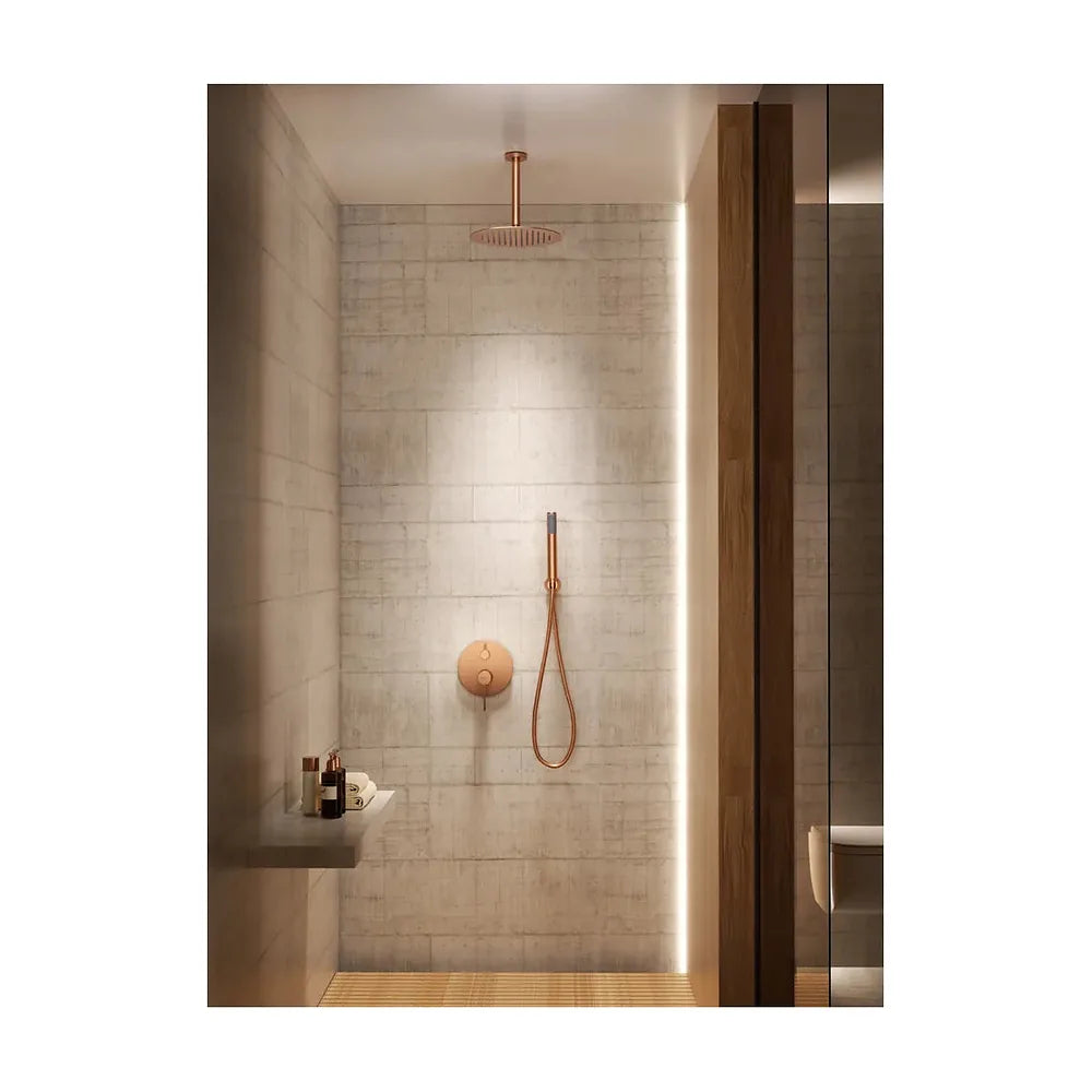 Vista principal de Conjunto Ducha Monomando Empotrado Piamonte Oro Rosa Cepillado Imex