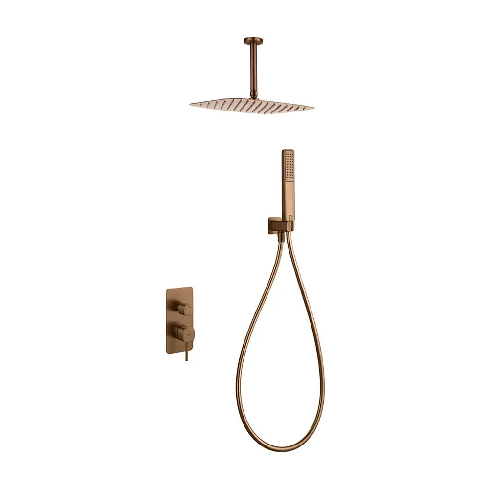Conjunto Ducha Monomando Empotrado Sassari Oro Rosa Cepillado Imex Imex