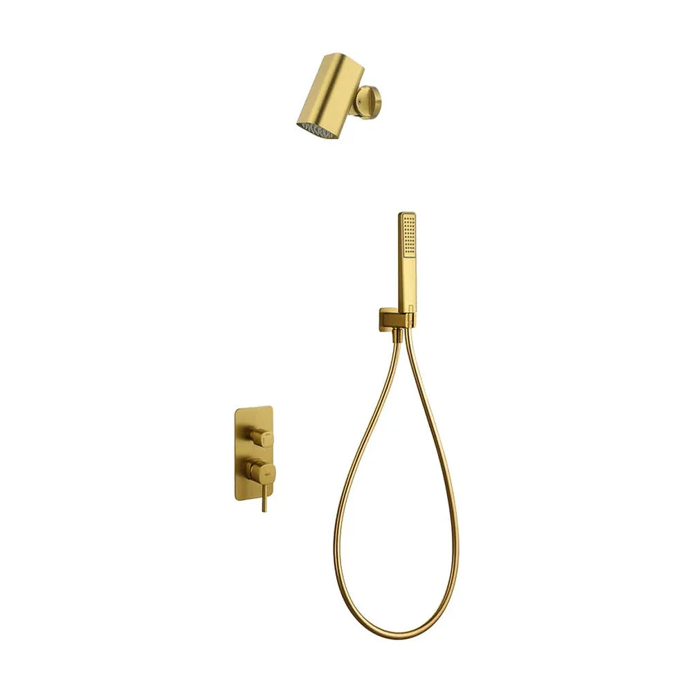 Conjunto Ducha Monomando Empotrado Toscana Con Rociador Tube Imex Oro cepillado Imex