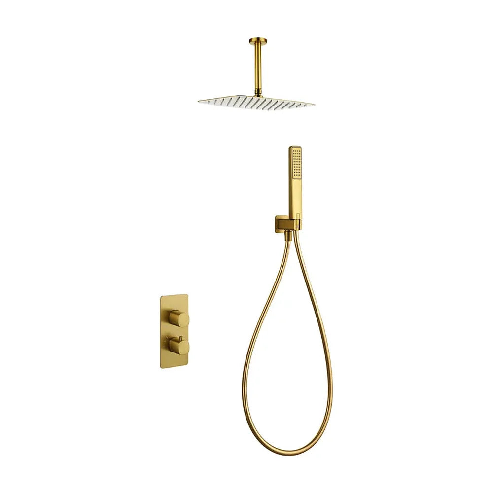 Conjunto ducha termostático empotrado Arezzo oro cepillado Imex Imex