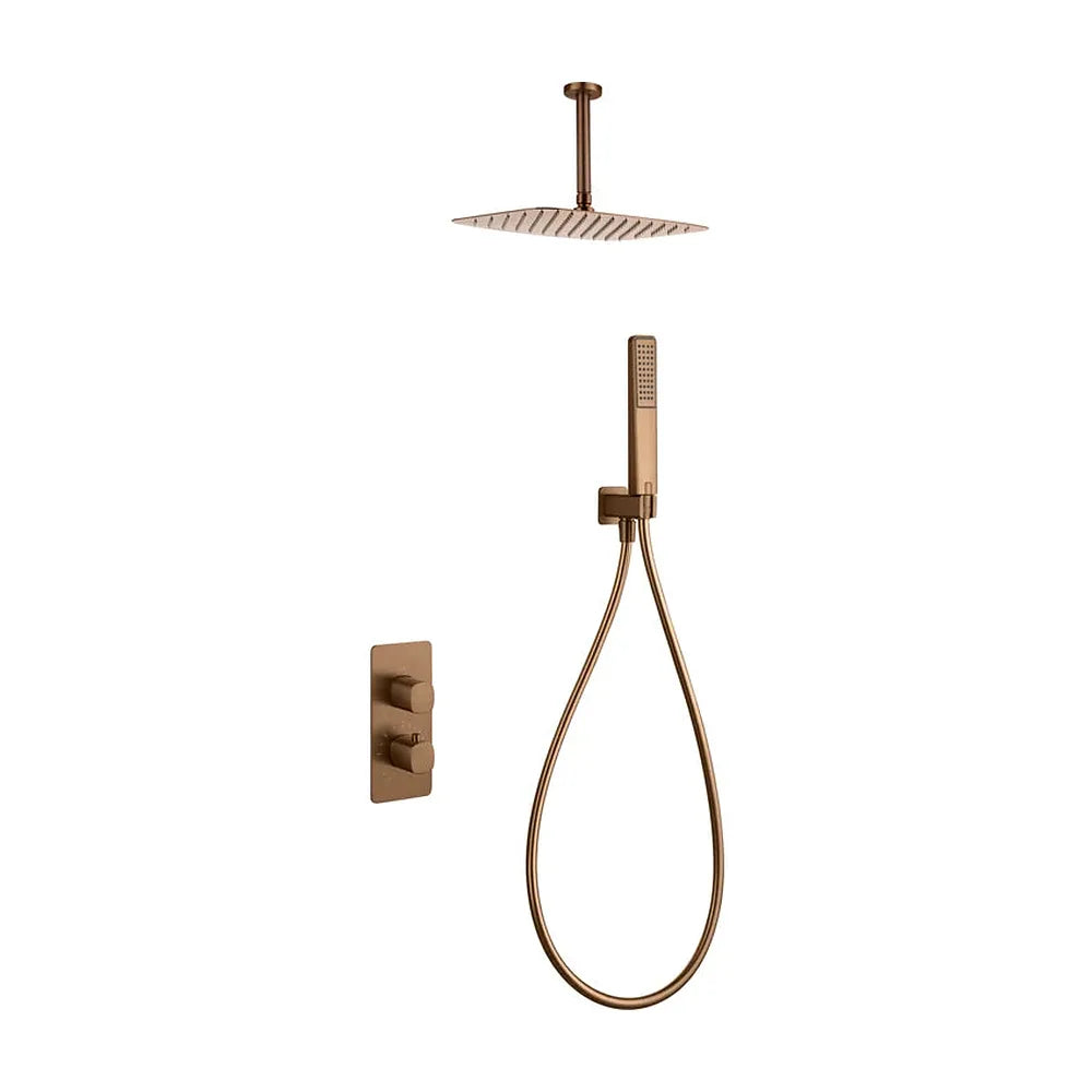 Conjunto Ducha Termostático Empotrado Arezzo Oro Rosa Cepillado Imex Imex