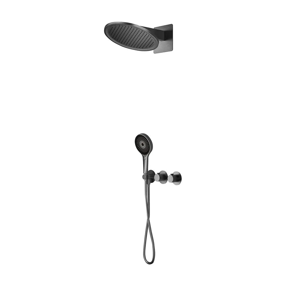 Conjunto ducha termostático empotrado Bolonia black gun metal Imex Imex