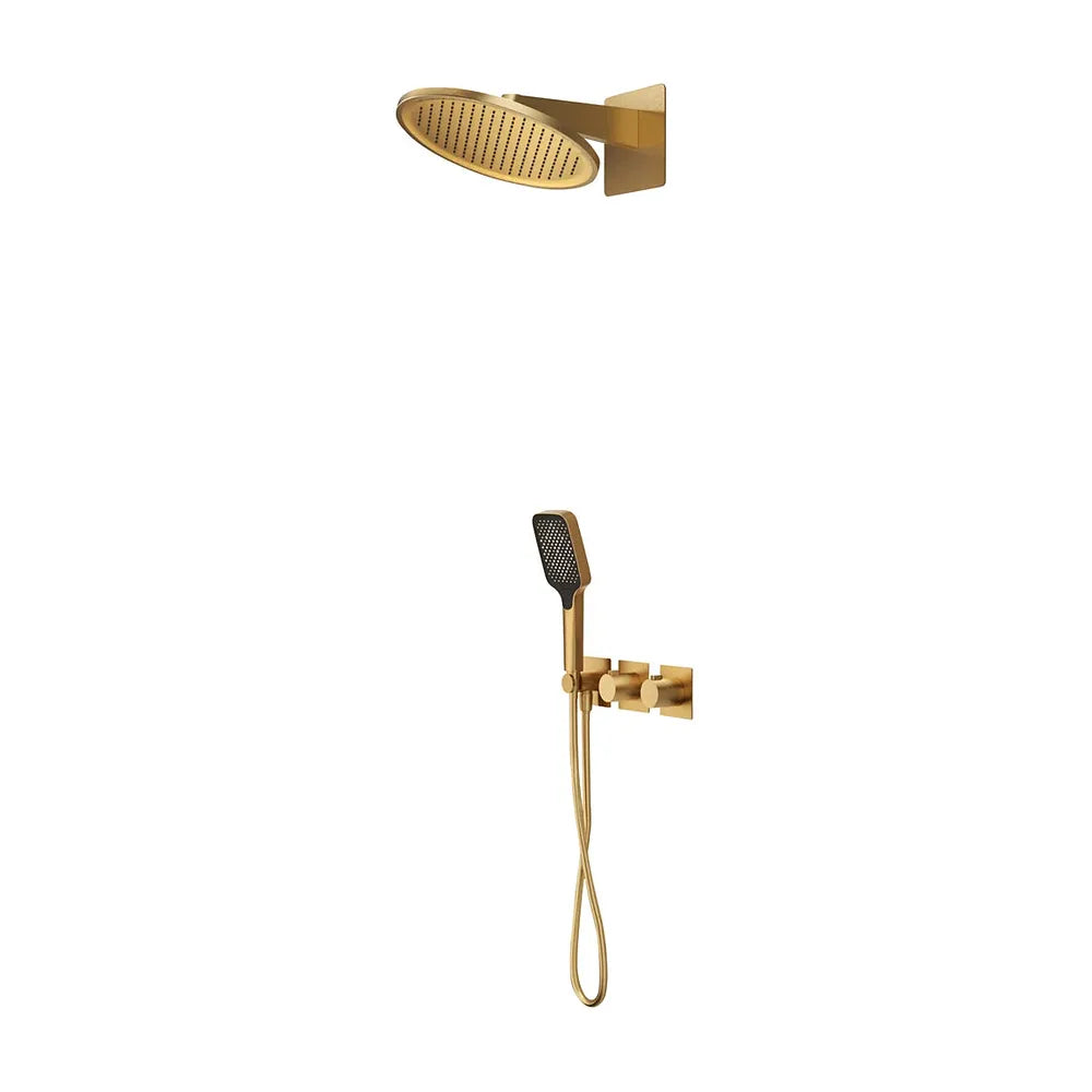 Conjunto ducha termostático empotrado Inari oro cepillado Imex Imex
