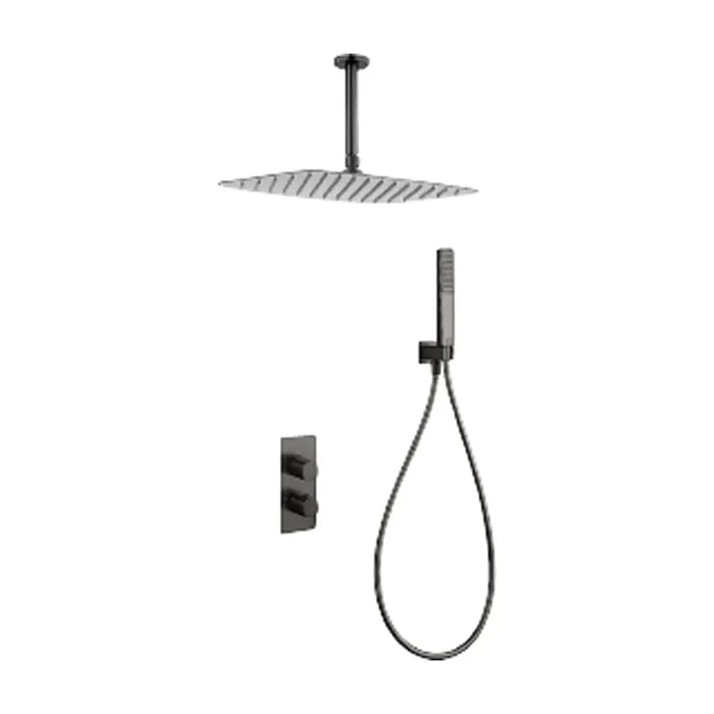 Vista trasera o instalación de Conjunto ducha termostático empotrado Sassari black gun metal Imex