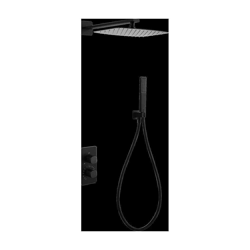Vista trasera o instalación de Conjunto ducha termostático empotrado Toscana negro mate Imex