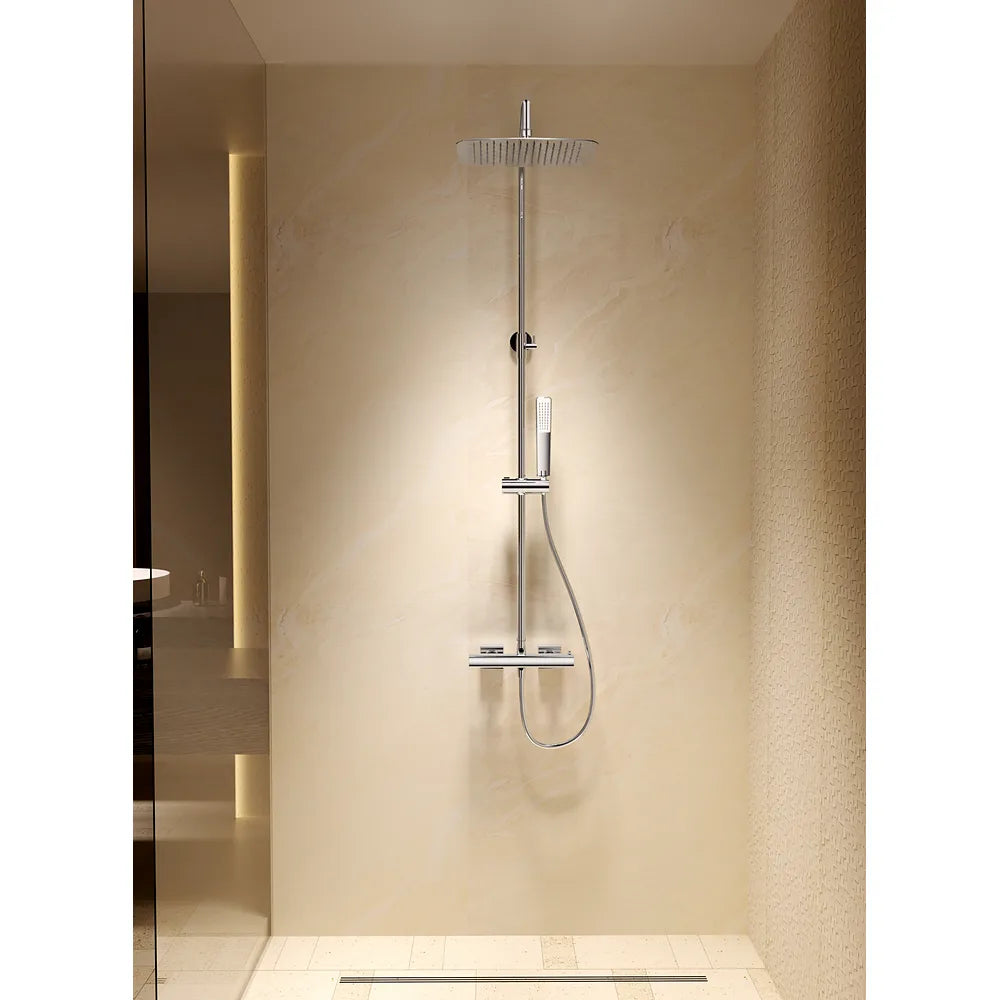 Plano o detalle técnico de Conjunto ducha termostático Toscana black gun metal Imex (vista 3)