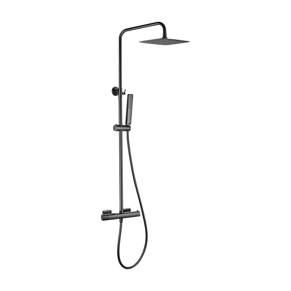 Vista trasera o instalación de Conjunto ducha termostático Toscana black gun metal Imex