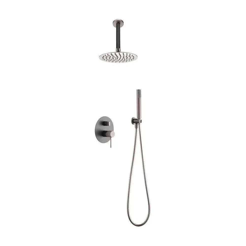 Conjunto elegante para ducha con un diseño empotrado de color gris mate y champagne top Line de Imex Imex