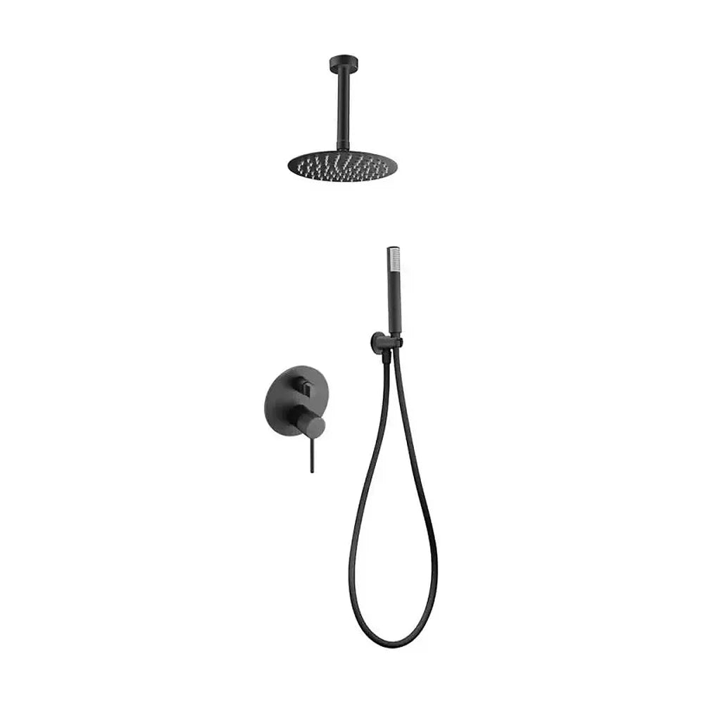 Conjunto moderno de ducha con un diseño monomando de acabado negro mate thalos stick Milos de Imex Imex