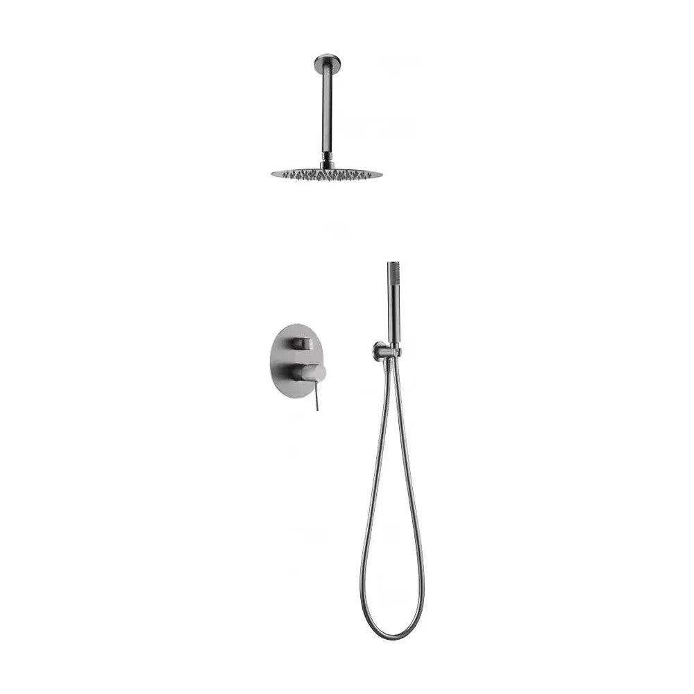 Conjunto moderno de ducha con un diseño empotrado en color níquel cepillado top Line de Imex Imex