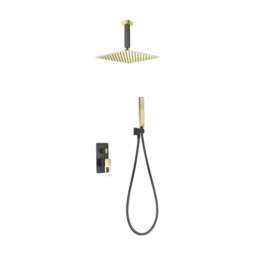 Conjunto moderno de grifería para ducha con un acabado negro mate y oro estocolmo Suecia de Imex Imex