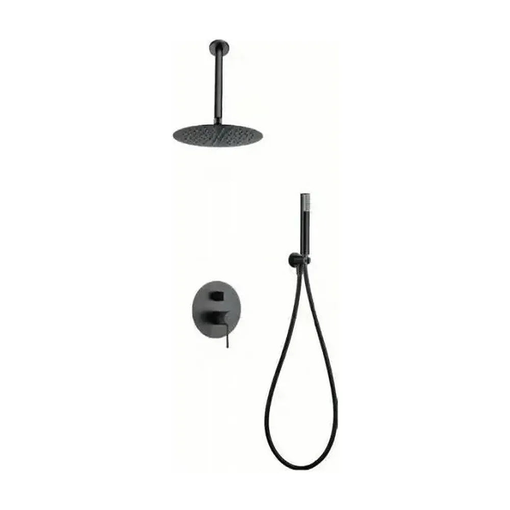 Conjunto moderno para ducha con un diseño empotrado de acabado black gun metal top Line de Imex Imex