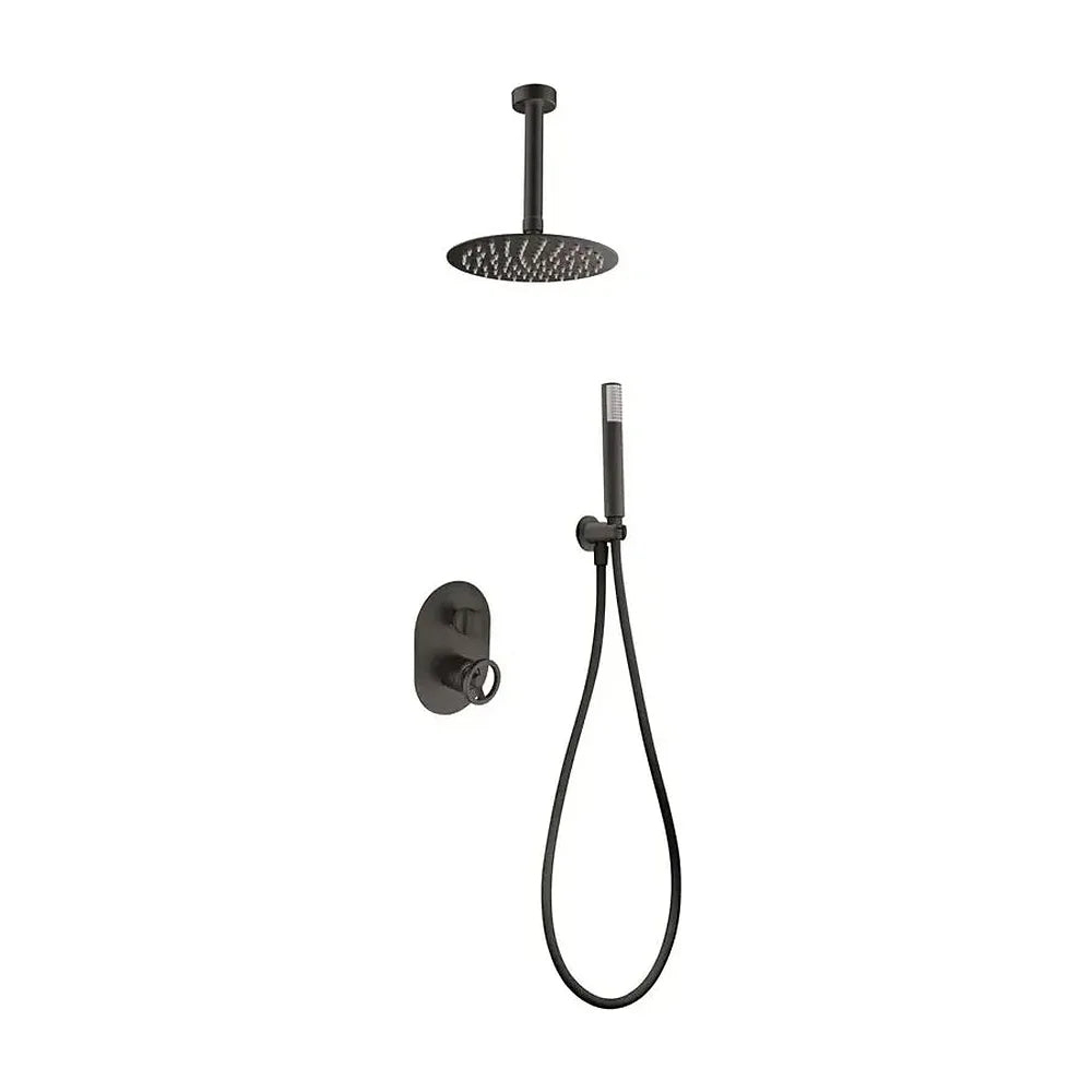 Conjunto para ducha de pared con un diseño moderno de acabado negro mate Olimpo de Imex Imex