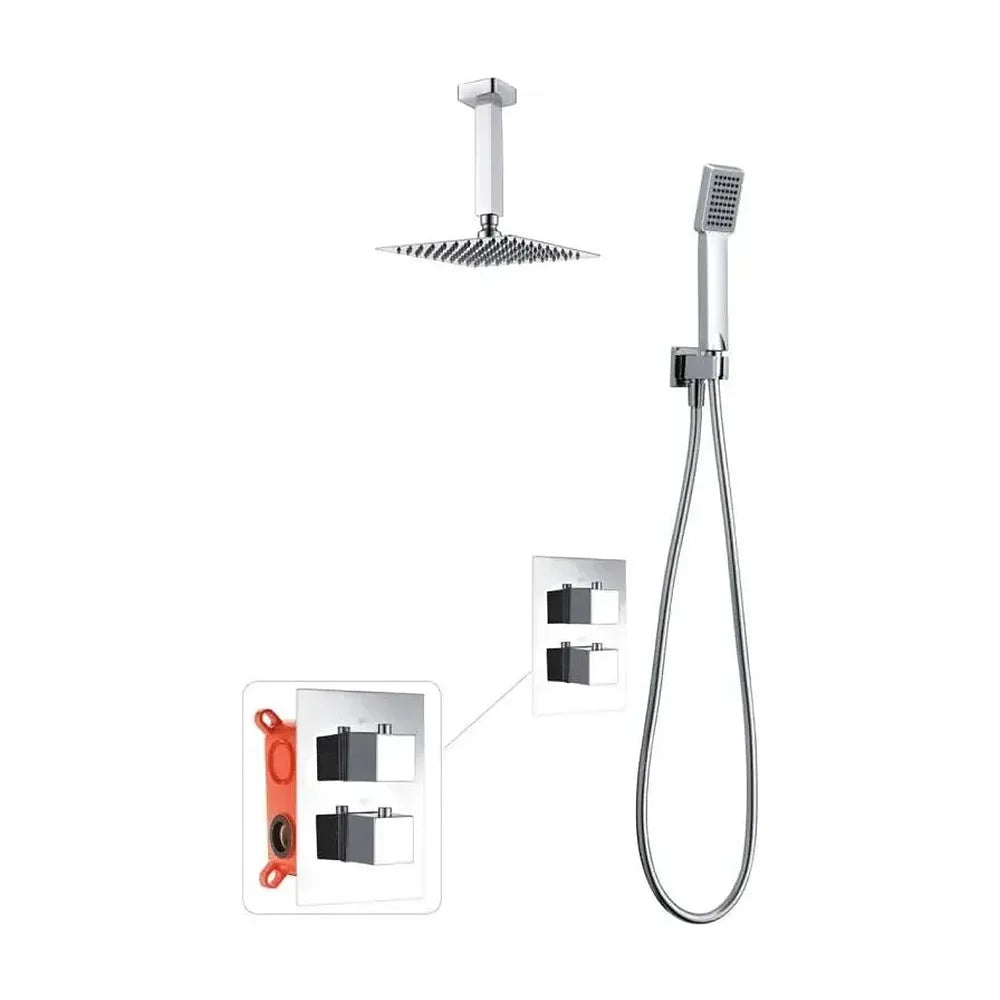 Conjunto termostático con 3 módulos para ducha de diseño moderno y un acabado cromado ons Cies de Imex Imex
