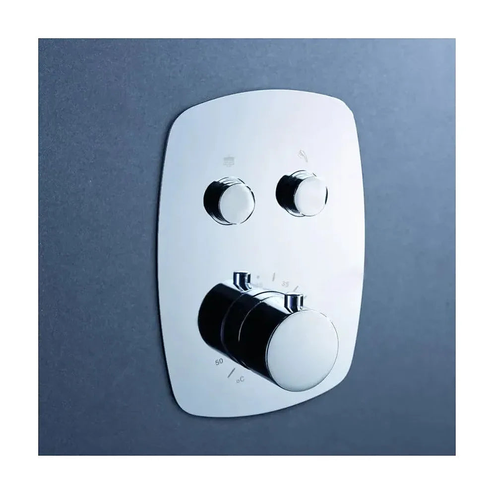 Vista principal de Conjunto termostático de 3 módulos para ducha de diseño moderno con un acabado cromado feroe Hidra de Imex