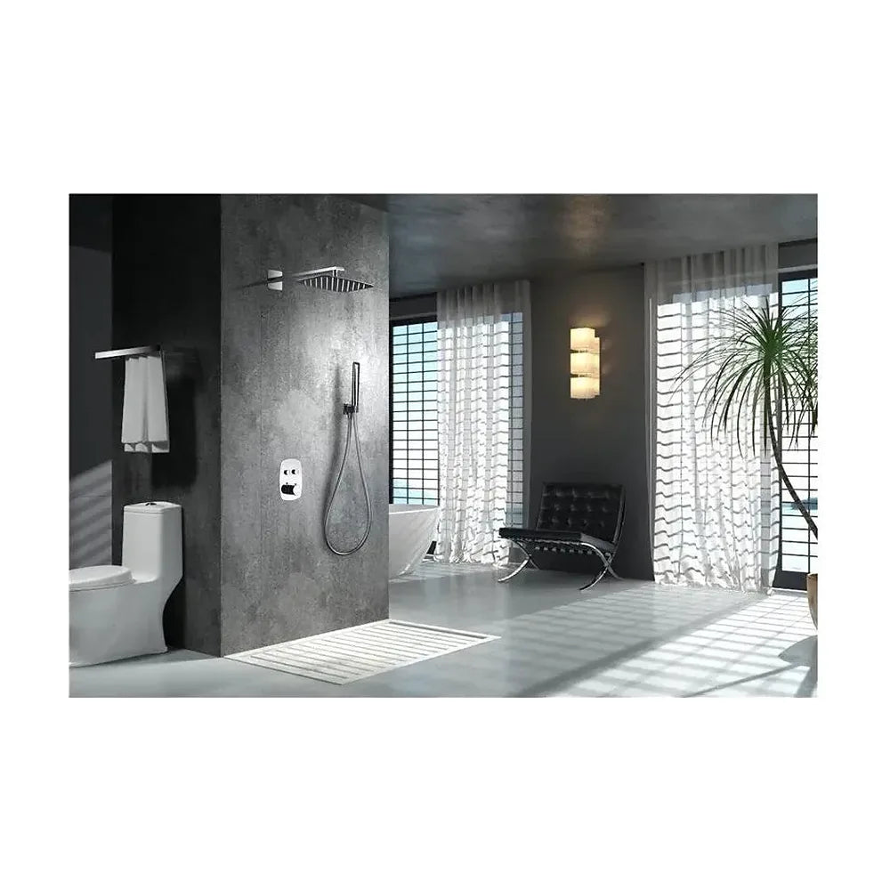 Vista principal de Conjunto termostático de 3 módulos para ducha con un diseño moderno de acabado cromado Hidra de Imex