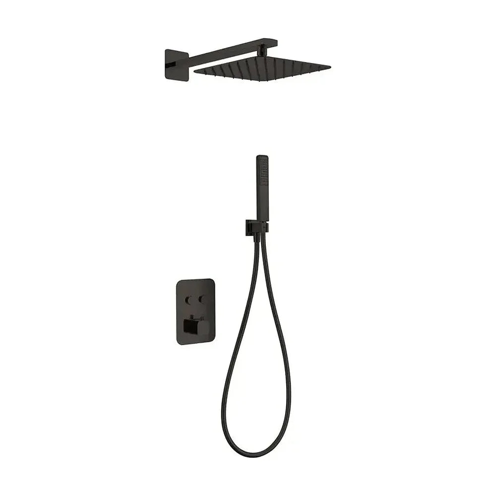 Conjunto termostático para ducha con 3 módulos con un diseño moderno de acabado negro mate Madeira de Imex Imex