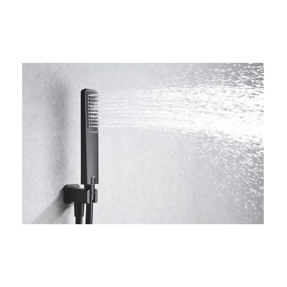 Vista principal de Conjunto termostático para ducha de 3 módulos con un diseño moderno de color negro mate portugal...