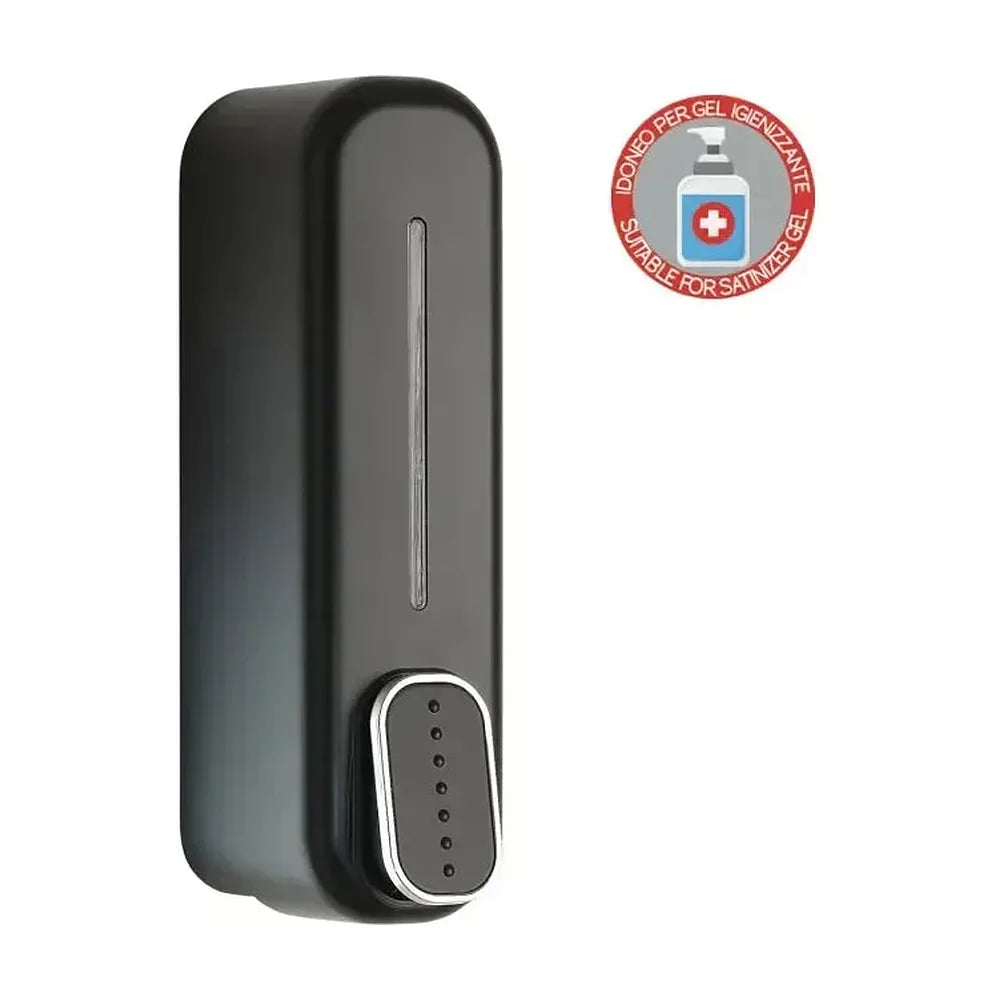 Vista principal de Dosificador de jabón a pared con capacidad de 350 ml y acabado negro mate portland de Imex