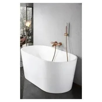 Vista principal de Grifería termostática para bañera y ducha hecha de latón con acabado oro rosa cepillado Line de Imex
