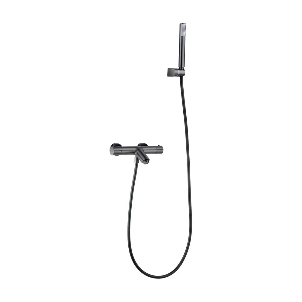 Grifería termostática para bañera y ducha hecha de latón con acabado negro metalizado Monza de Imex Imex