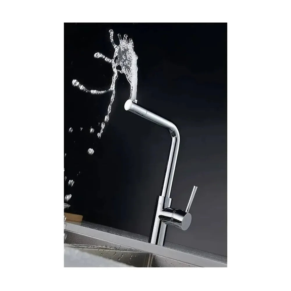 Vista principal de Grifo de cocina monomando de caño alto con bocal orientable cromado Venecia de Imex