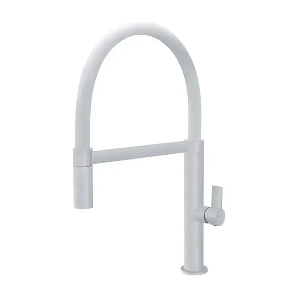 Grifo de cocina monomando de caño alto fabricado en latón color blanco mate Laos de Imex Imex