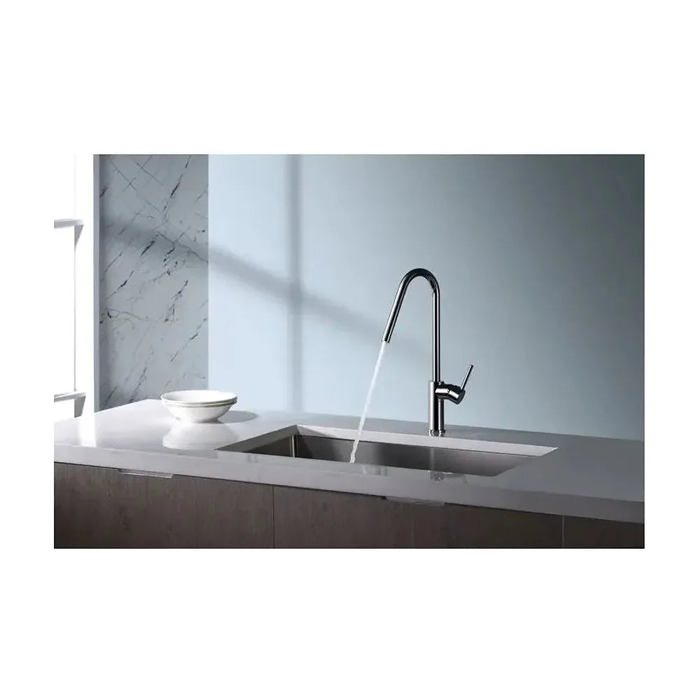 Detalle de acabado y materiales de Grifo de cocina monomando de caño alto fabricado en latón acabado cromado Kenia de Imex