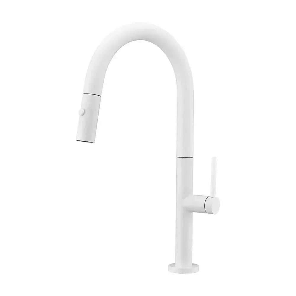 Grifo de cocina monomando de caño alto fabricado en latón blanco mate Samoa de Imex Imex