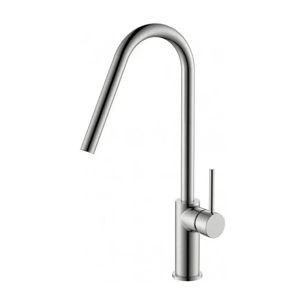 Grifo de cocina monomando de caño alto fabricado en latón níquel cepillado Kenia de Imex Imex