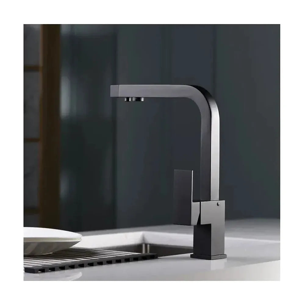 Vista principal de Grifo de cocina monomando de caño alto con osmosis en color negro mate Capri de Imex