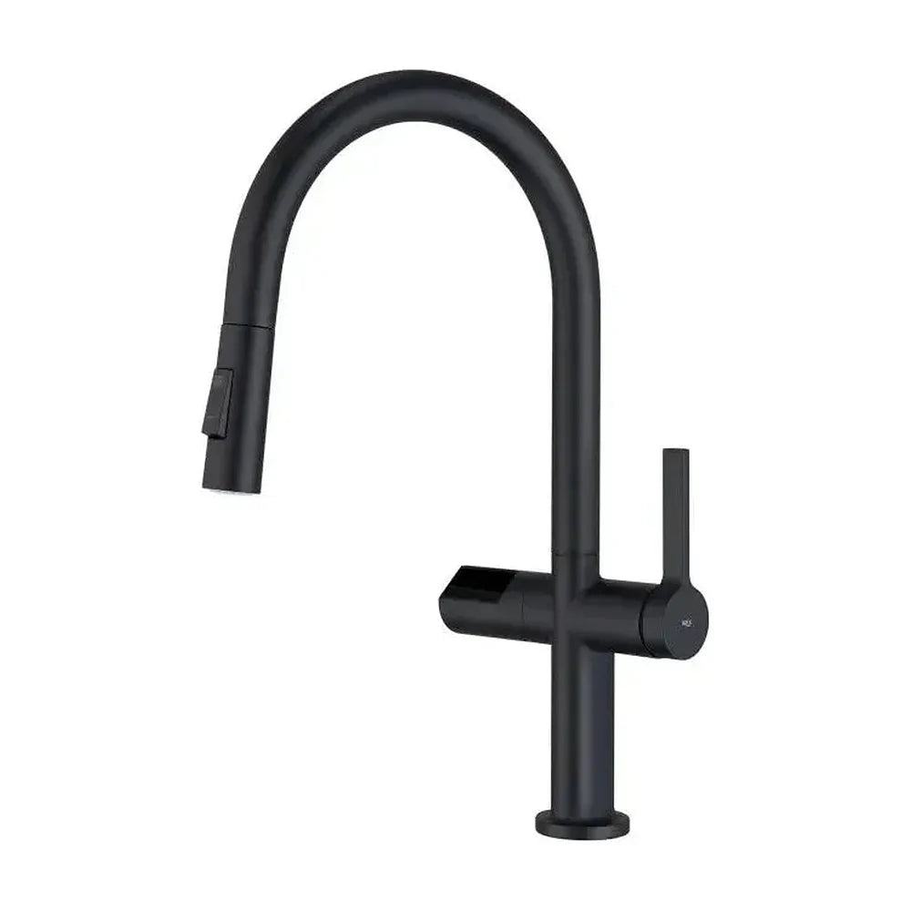 Grifo de cocina monomando extraíble con sensor de movimiento y panel digital de acabado negro mate Turin de Imex Imex