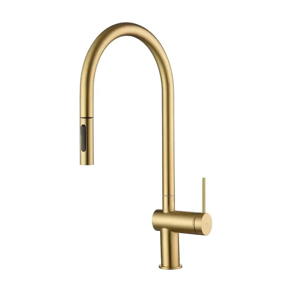Grifo de cocina monomando extraíble con difusor doble jet de acabado oro cepillado Berna de Imex Imex